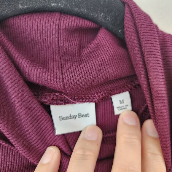 Sunday Best Aritizia Freshman Crop Purple Stretch Turtleneck Blouse Top Shirt M - Picture 4 of 6